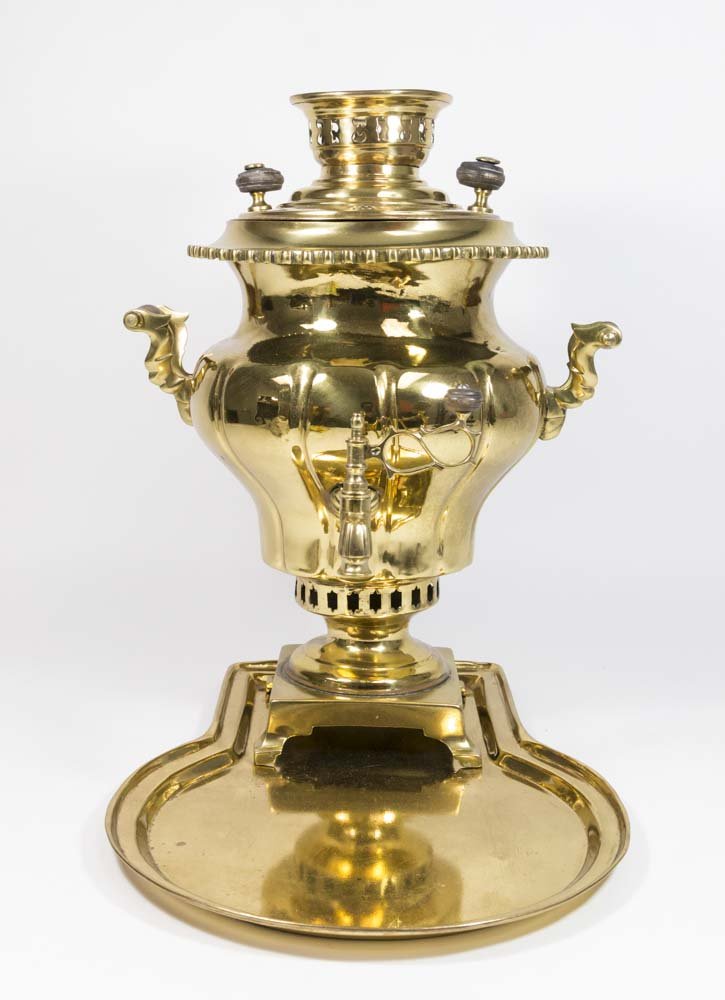 Russian Brass Samovar with Tray (1 of 5)