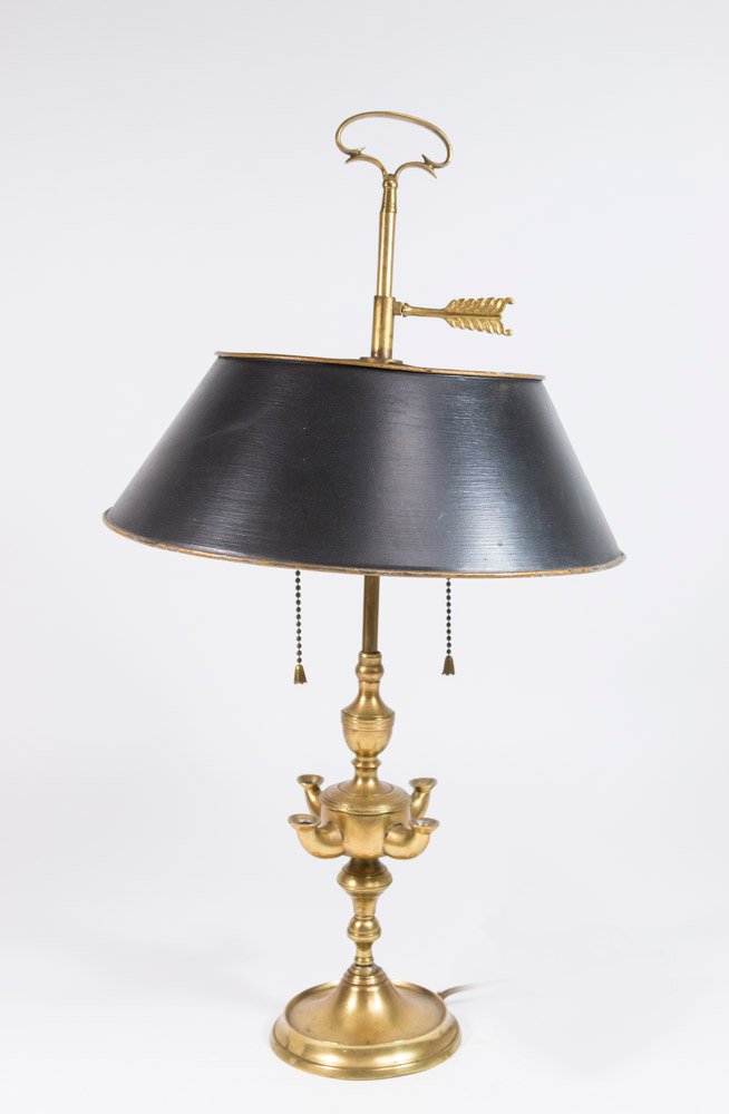 Candlestick Tole Brass Lamp (1 of 5)