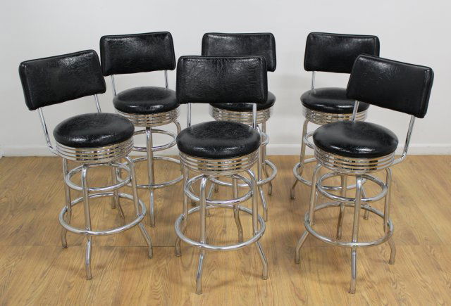 Set of 6 Mid-Century Style Chrome Bar Stools (1 of 5)