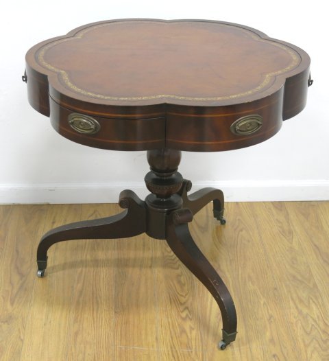Leather Top Round Inlaid Table (1 of 4)