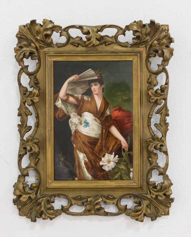 KPM Plaque, Female in Japanese Robe with Fan (1 of 5)