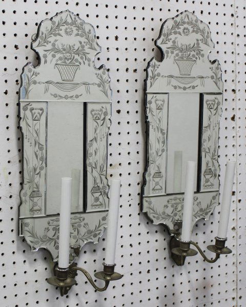 :Pair of Etched Mirrored Sconces (1 of 4)