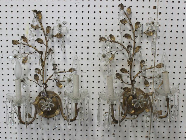Gilt Metal & Crystal Sconces (1 of 2)