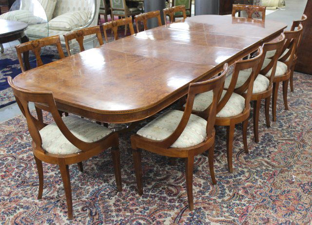 Inlaid Dining Room Table with 12 Chairs (1 of 5)