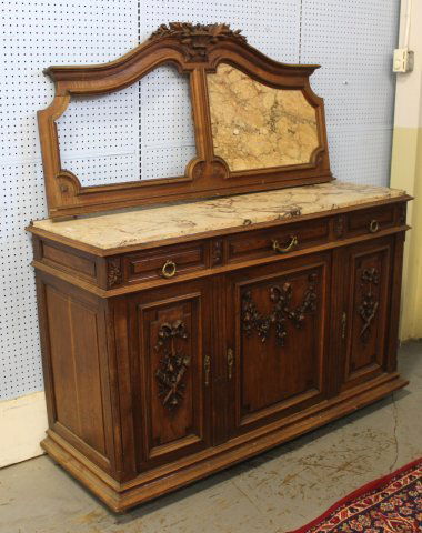 French Marble Top Sideboard with Backsplash (1 of 3)