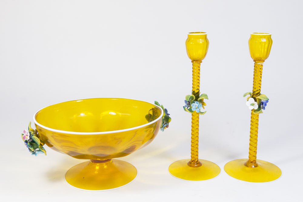 Amber Glass Venetian 3-Piece Console Set (1 of 5)