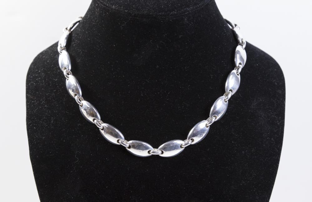 Sterling Silver Tiffany & Co, Italy Bean Necklace (1 of 3)