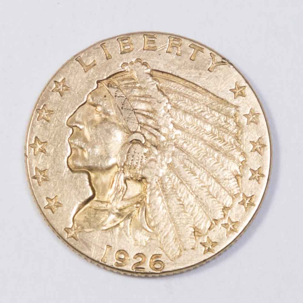 1926 U.S. Gold Indian $2 1/2 Dollar Coin (1 of 2)