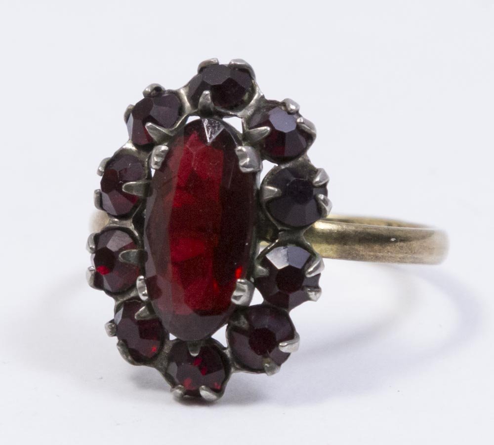 Vintage Garnet Ring Set in "Double Gold" Band (1 of 2)