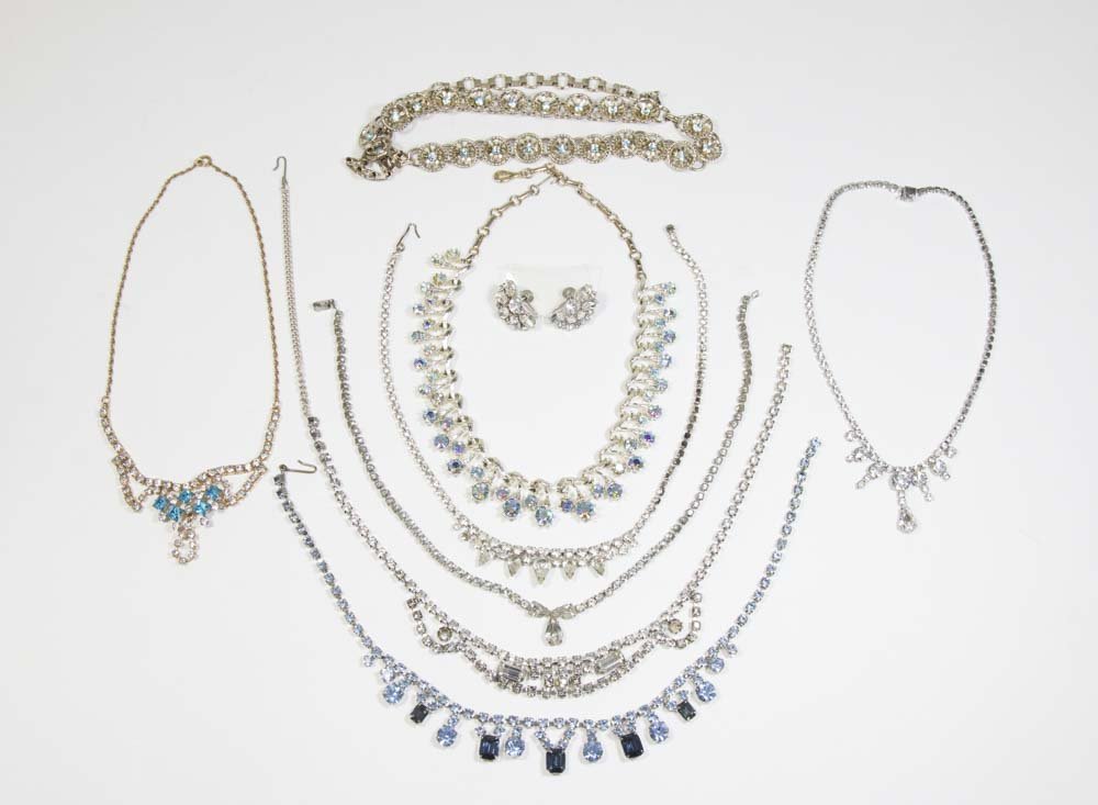 Lot of Rhinestone Necklaces: Including Coro. 8 total. (5076)