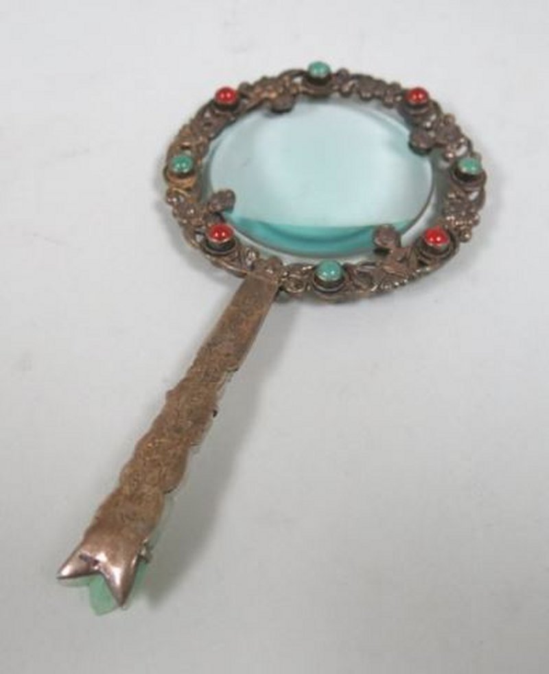 :Chinese Silver & Jade Magnifying Glass (1 of 5)