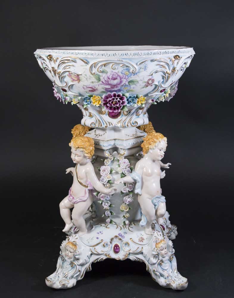 Large Porcelain Centerpiece with 4 Cherubs (1 of 8)