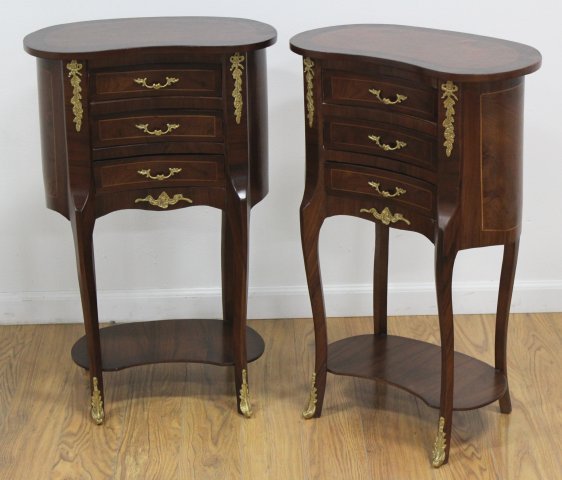Pair 3-Drawer Kidney-Shaped Night Stands (1 of 5)