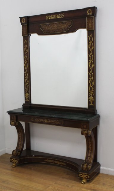 French Empire Style Marble Top Console with Mirror (1 of 5)