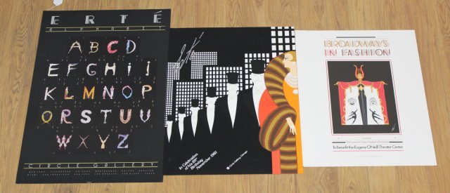 Erté (Romain de Tirtoff), 3 Posters: 1980s. Romain de Tirtoff (1892-1990). Largest approx. 36" H x 24" W.