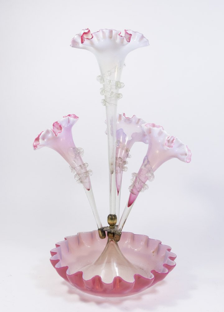 Pink Victorian Glass Epergne (1 of 8)