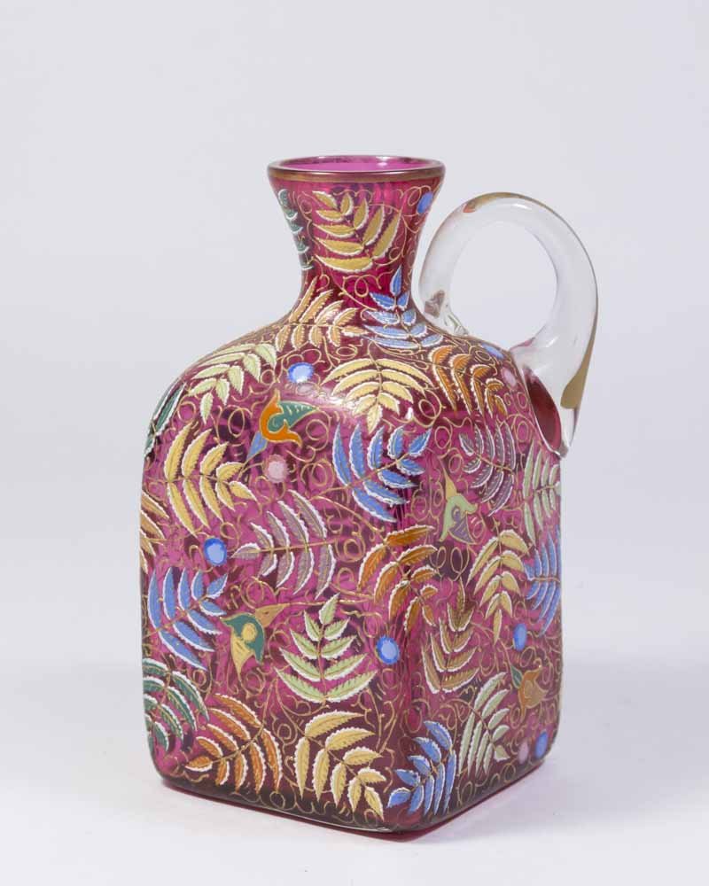 Cranberry Moser Glass & Enameled Pitcher (1 of 4)