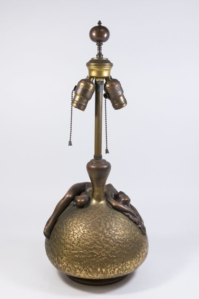Bronze Clad Lamp with Reclining Nude: Property of a Long Island, NY antique dealer.