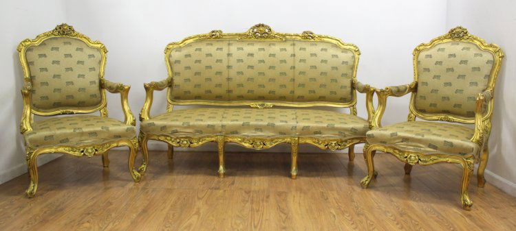 3 Piece Giltwood Carved Baroque Style Salon Set (1 of 3)