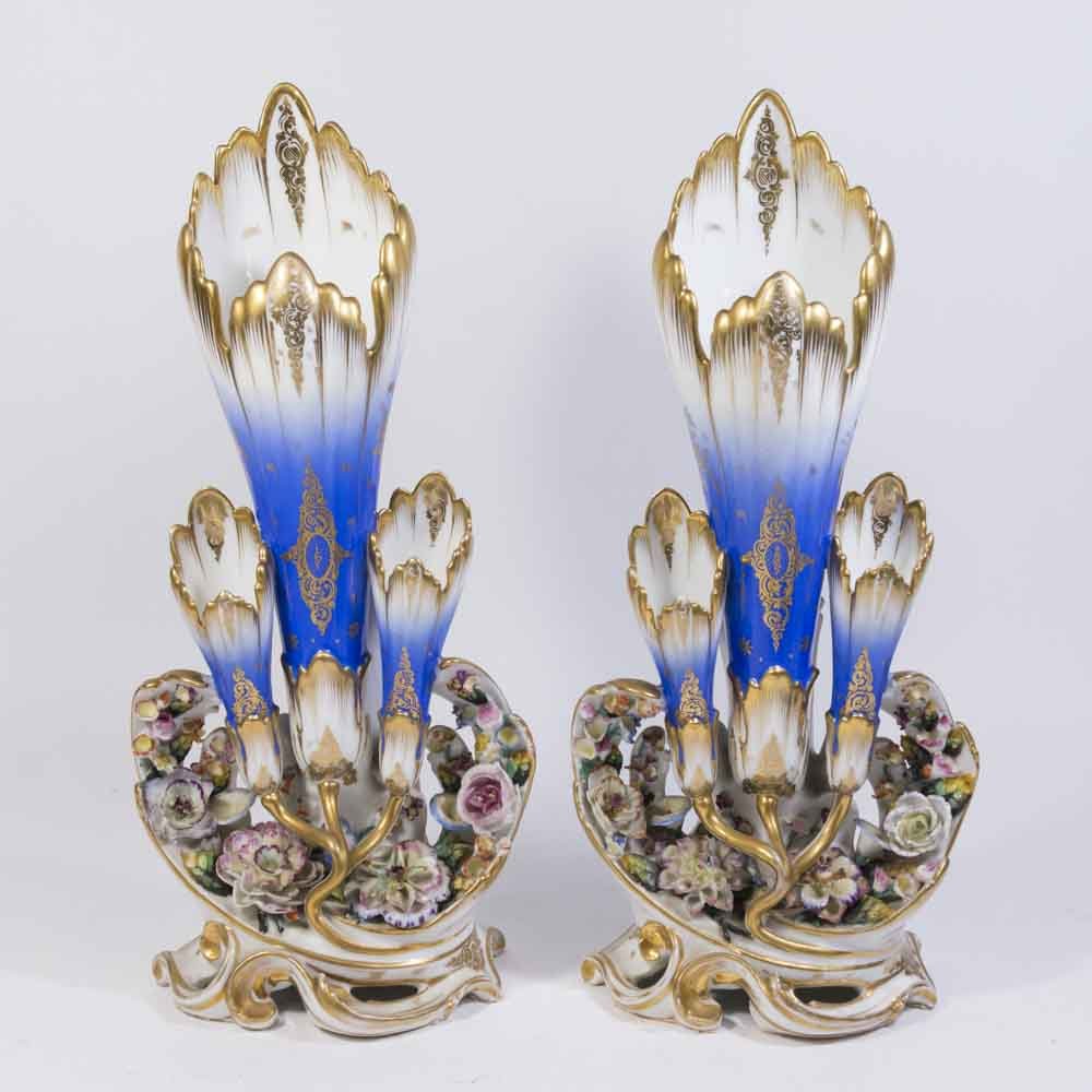 Pair 19th Century Jacob Petit Style Rose Vases (1 of 8)