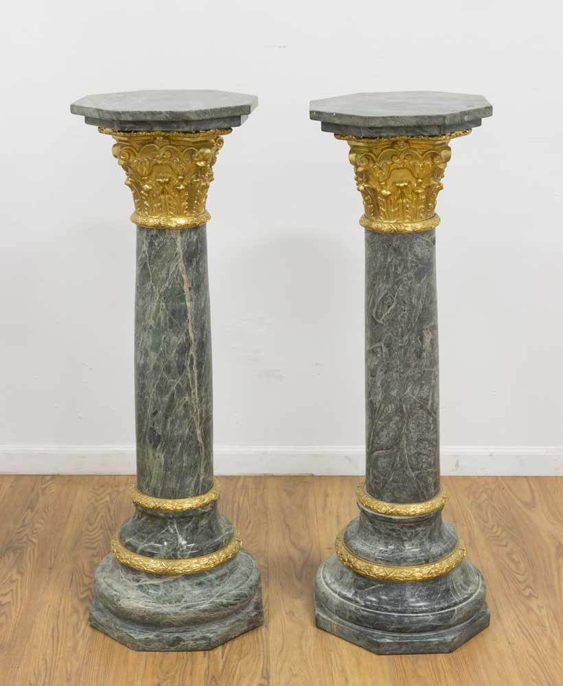 Pair Bronze & Marble French Style Pedestals (1 of 4)