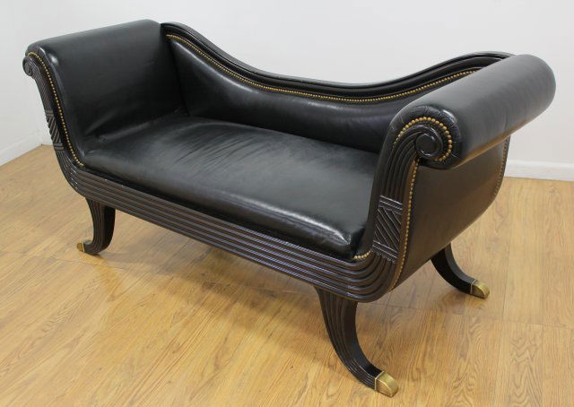 Duncan Phyfe Style Mahogany & Brass Sofa (1 of 3)