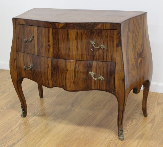 Italian Bombé 2-Drawer Walnut Commode (1 of 4)