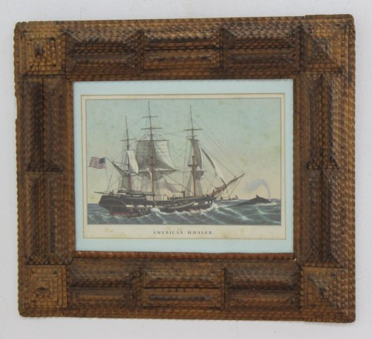 Tramp Art Frame: Approx. 20" x 23". Property of a Long Island, NY antique dealer.