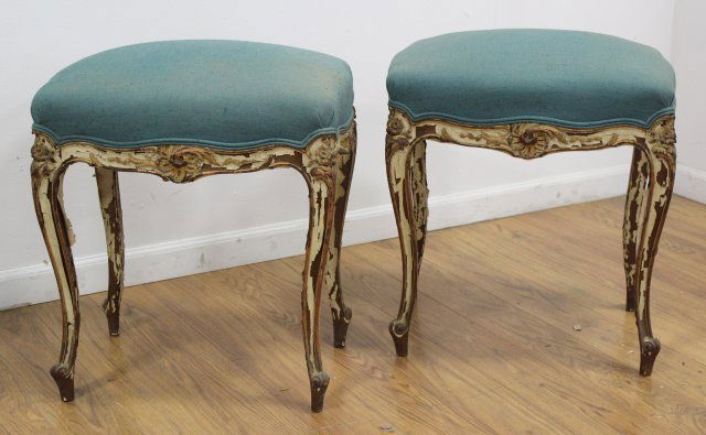 Pair French Off-White Benches (1 of 3)