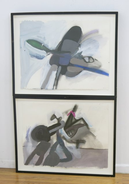 Salvador Bru, Pair Abstract Gouache on Paper (1 of 4)