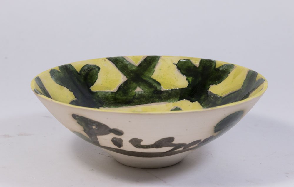 Picasso Ceramic Bowl, Yellow Ground, "Face" (1 of 5)