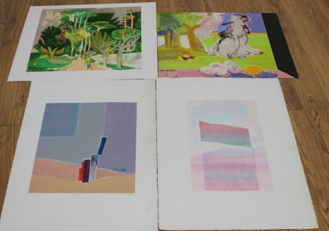4 Colored Lithographs (1 of 9)