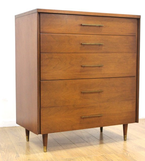 John Stuart Mid Century Walnut Tall Chest (1 of 4)