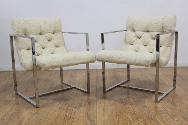 Pair 70s Chrome Armchairs (1 of 4)