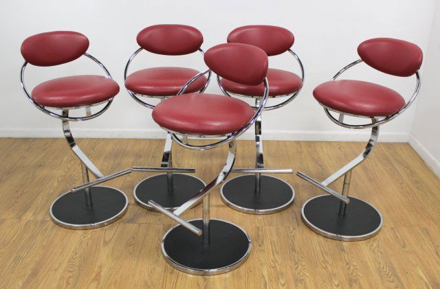 Set 5 D.I.A. Chrome & Leather Bar Stools (1 of 4)