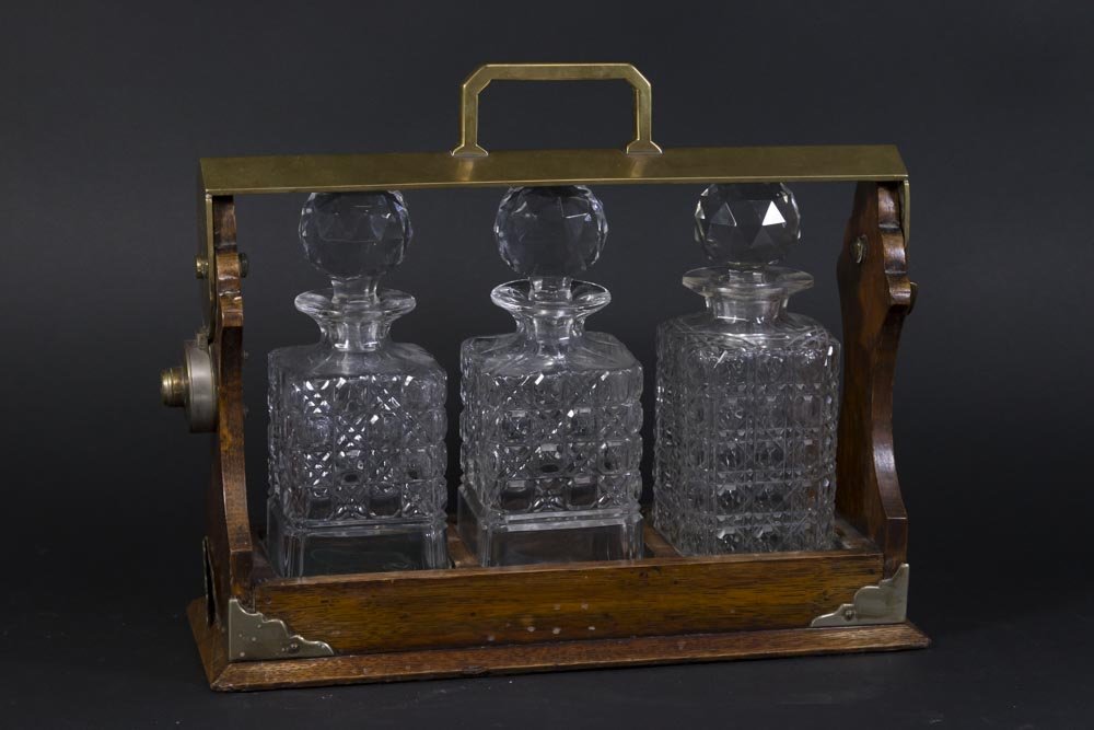 Victorian Brass Mounted Oak Tantalus (1 of 5)