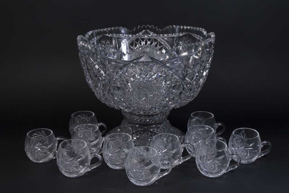 Victorian Cut Crystal Punch Bowl (1 of 6)