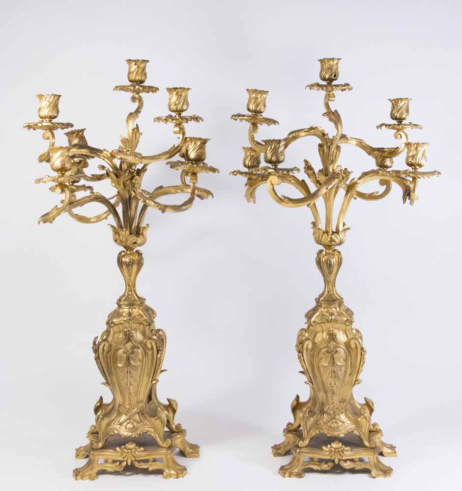 Pair 19th Century French Gilt Bronze Candelabra (1 of 5)