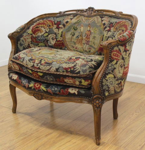 Louis XV Style Provincial Carved Wood Settee (1 of 4)