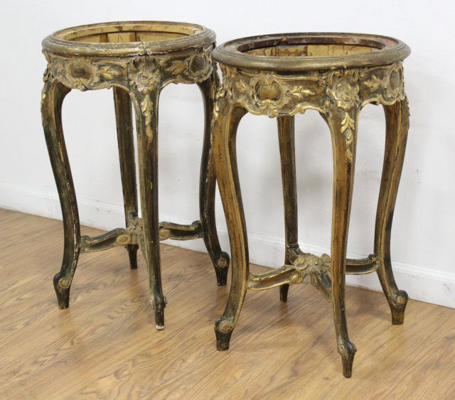 Pair Rococo Style Round Side Tables (1 of 3)