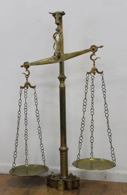 Large Brass Scale with Weights (1 of 5)