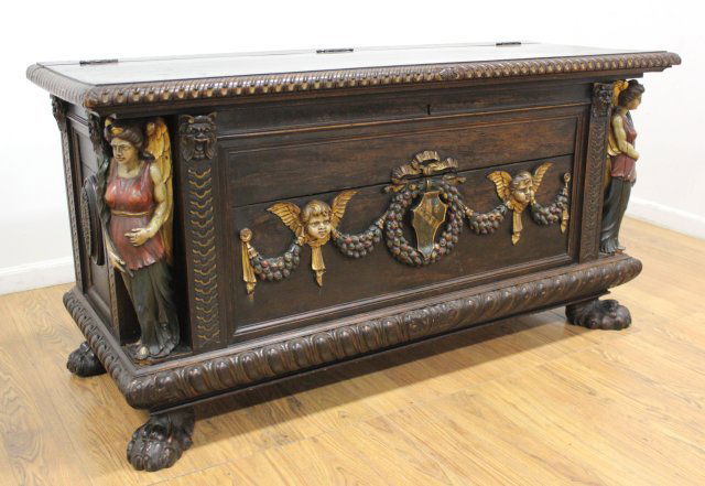 Renaissance Style Cassone Polychrome Figures (1 of 5)