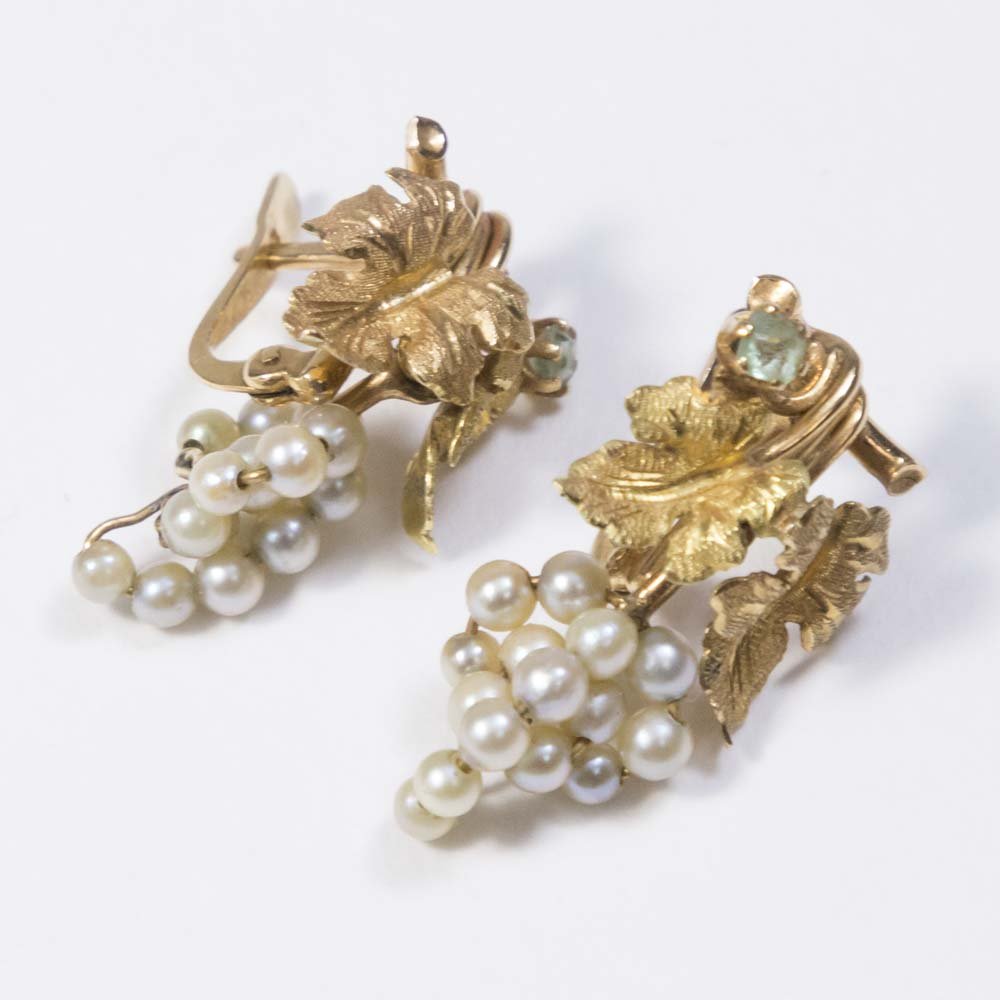 Pair 18K French Hallmarked Gold Earrings (1 of 3)