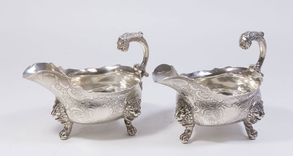 Pair Georgian Sterling Silver Gravy Boats (1 of 5)