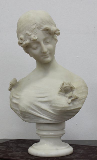 19th Century Carved Marble Bust of Maiden (1 of 3)