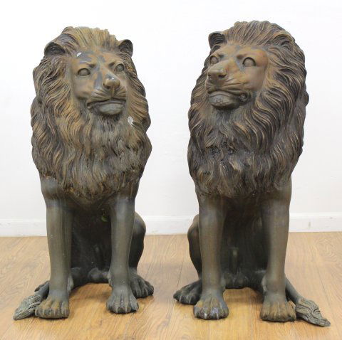 Pair Large Metal Lions (1 of 3)