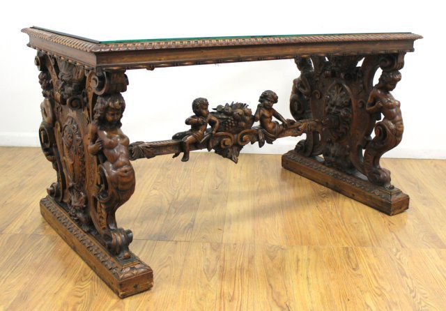 Continental 19th Century Walnut Library Table (1 of 6)