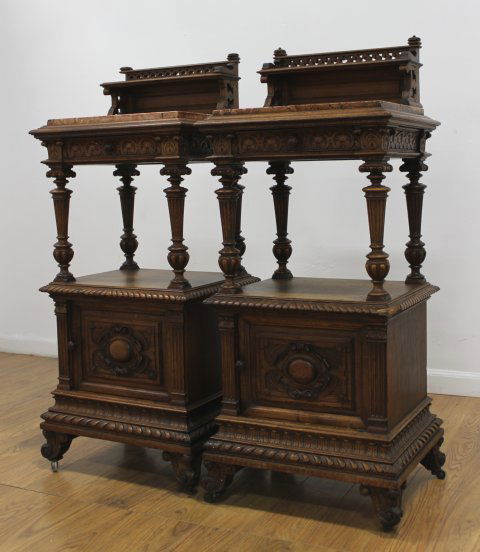 Pr 19th Century Renaissance Walnut Bedside Stands (1 of 3)