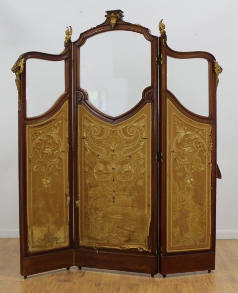 French Gilt Bronze Mounted Mahogany Screen (1 of 6)