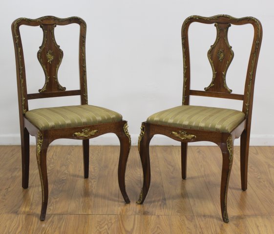 Pair Louis XV Style Gilt Bronze Mounted Chairs (1 of 5)